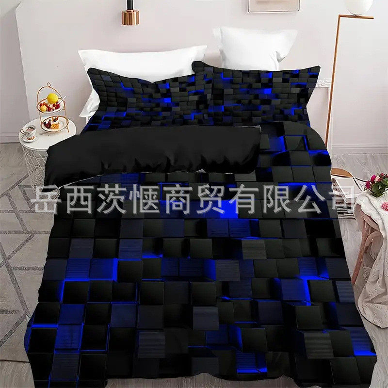 床上用品惬2024新款3d渐变墙面数码印花茨两件套三件套