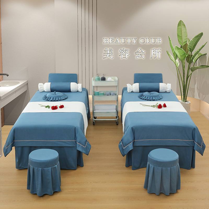 灰新款四季通用推拿理疗按摩美容院床罩欧式美容床罩四件套六件套