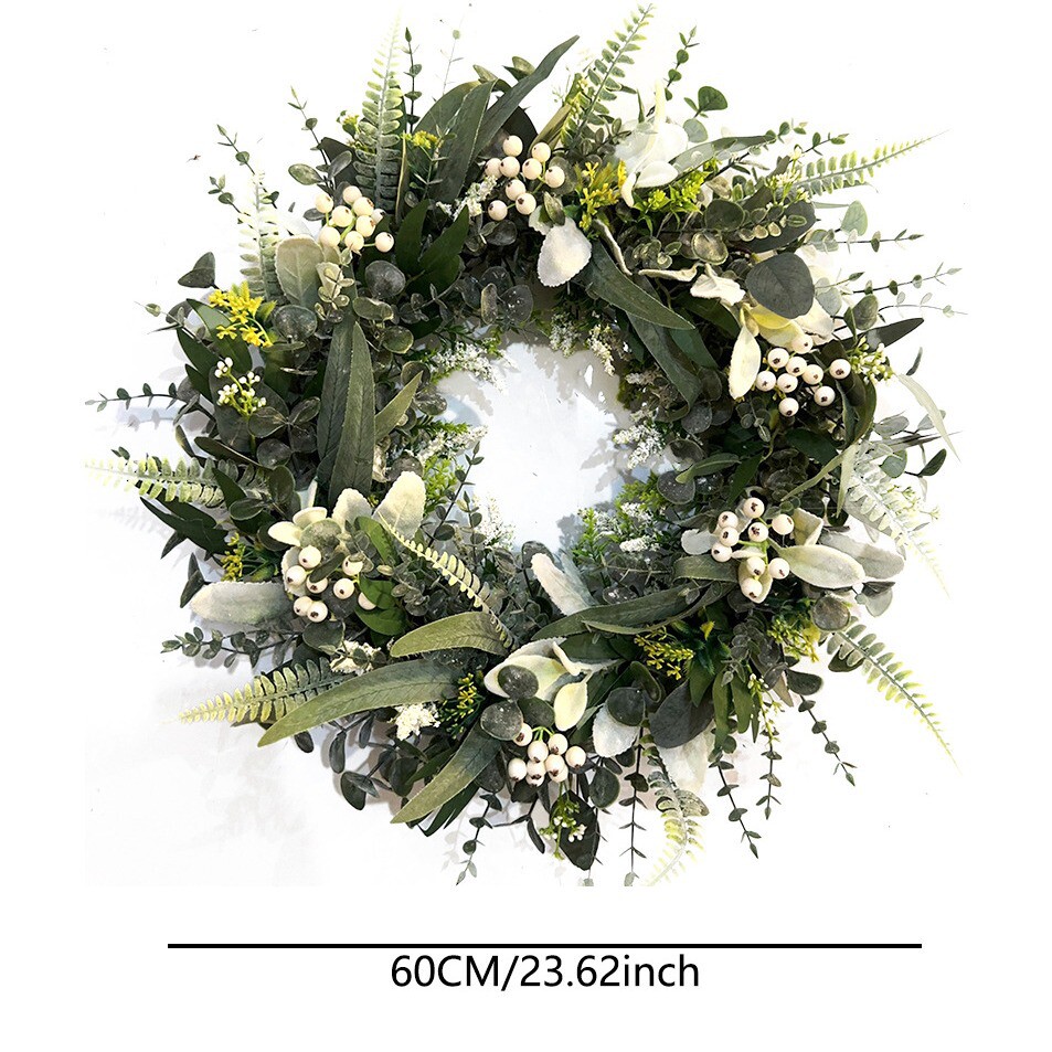 春夏季大号浆果圈藤条桉树仿真藤花环尤加利门挂复活节圣诞装饰品