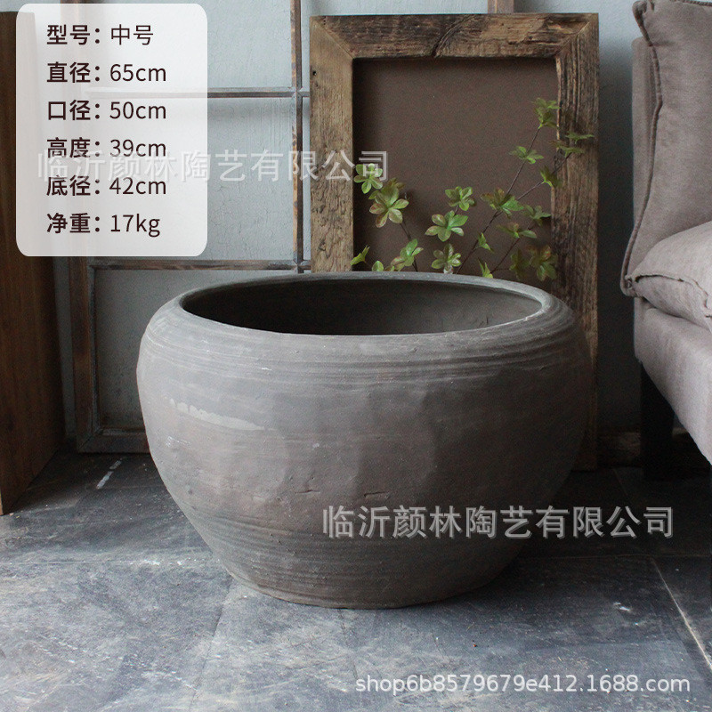 泥盆花盆缸陶盆土盆花盆睡莲盆荷瓦鱼盆土陶泥缸水缸粗陶大盆复古