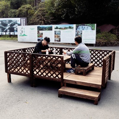 户外庭院室外别墅露台休闲露天防腐木碳化木地板实木花园平台花架