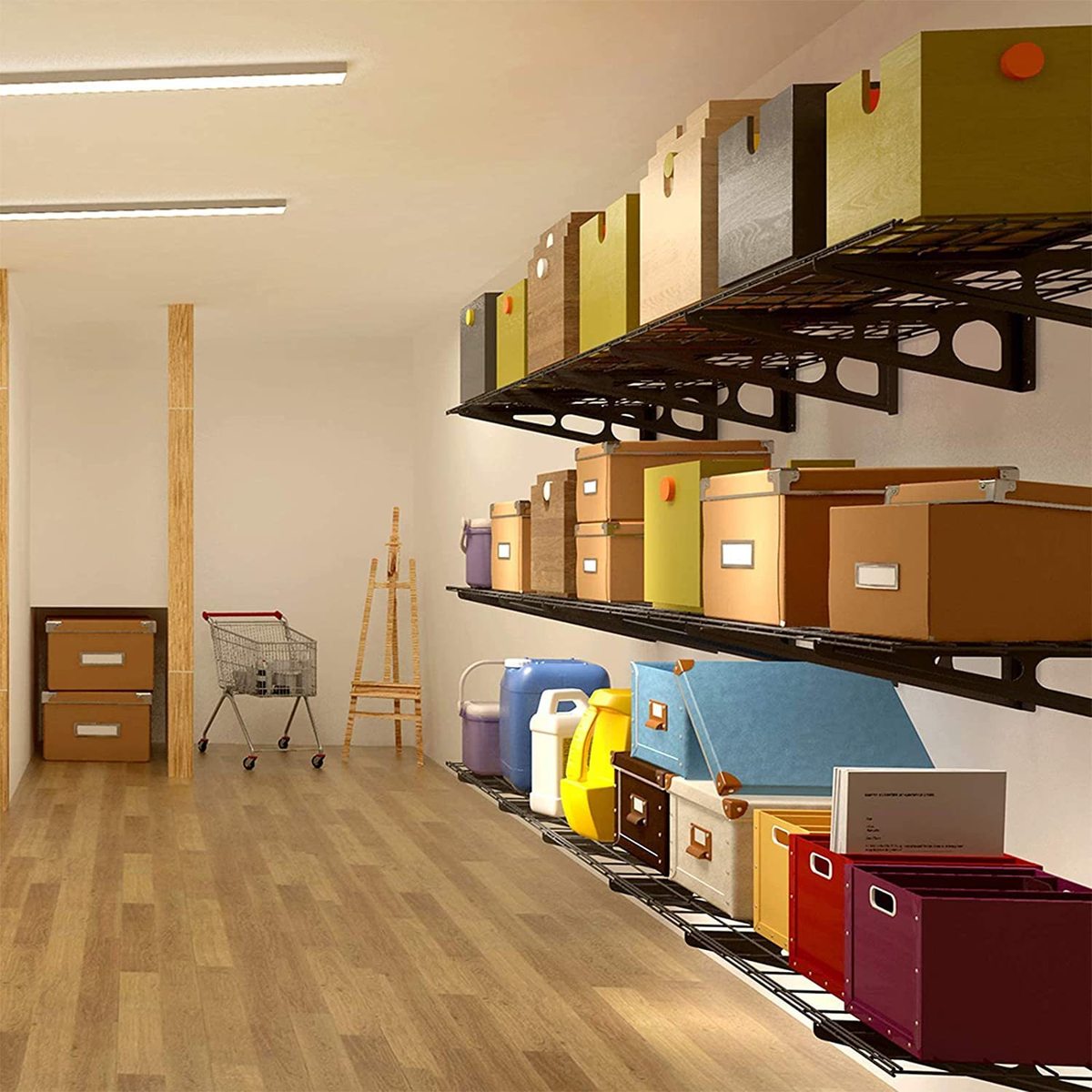 壁挂式多功能重型车库收纳存储浮动货架车库工具货架置物架