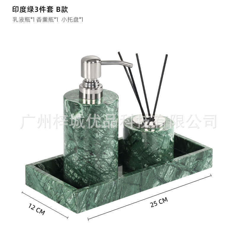 高档大理石纸巾盒北欧轻奢浴室用品洗手液瓶子托盘洗漱套装套件