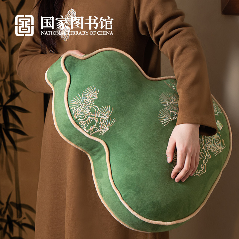 国家图书馆青松抱枕刺绣柔软文创意长辈妈妈送男女生日礼物品