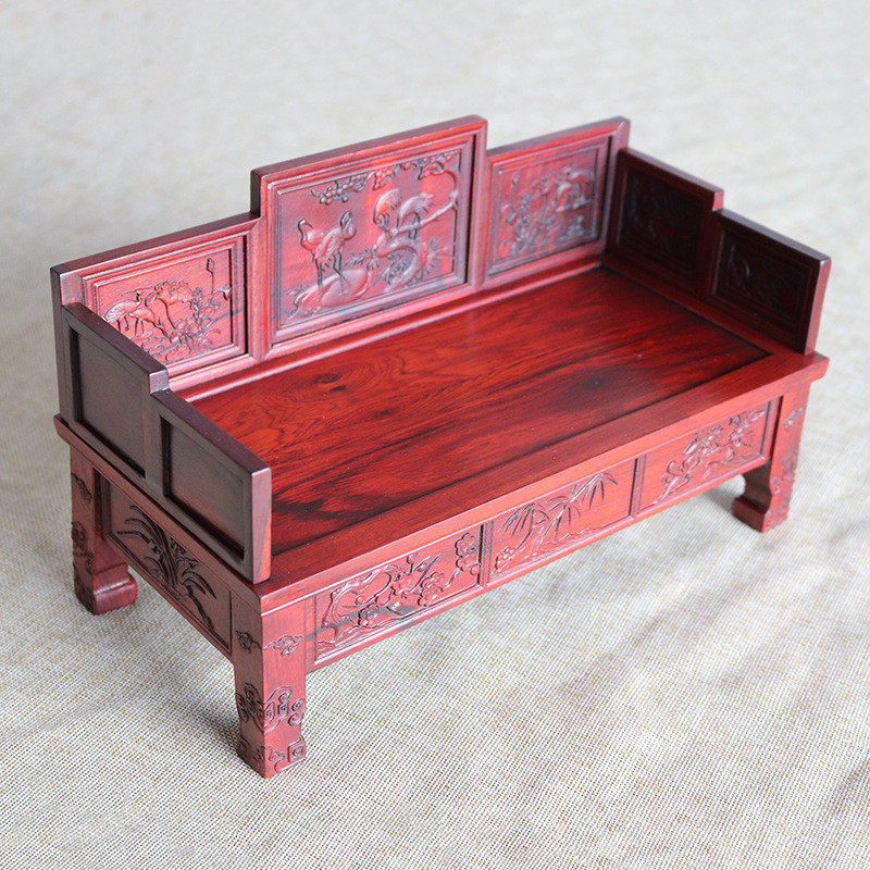 红木家具模型红酸枝微缩家具家具微型木质摆件雕花罗汉床批发