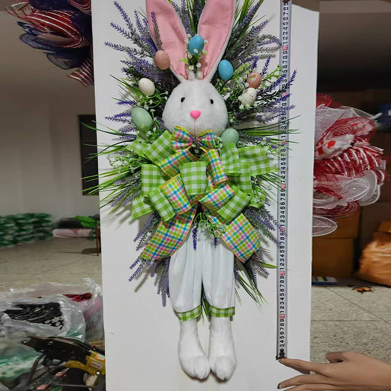 复活兔装饰品花环挂件复活节卡通主题仿真植物门挂装饰批发