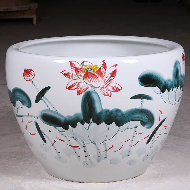 庭院大缸景德镇青花瓷水缸金鱼缸荷花鱼缸睡莲盆乌龟缸酒店甲碗莲