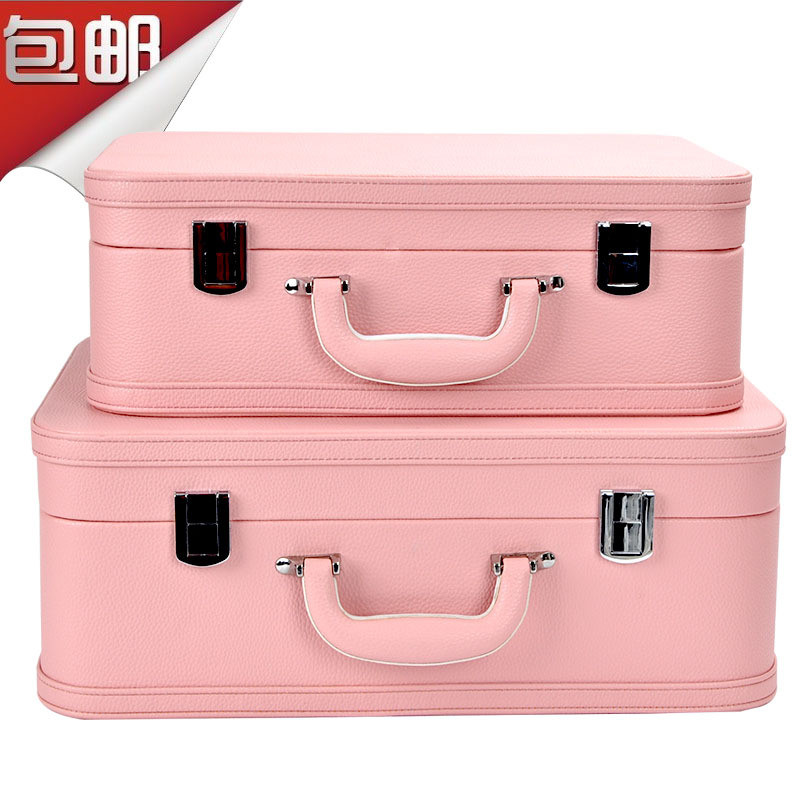 饰品摆件样板房皮质手提收纳整理箱高档轻奢衣帽间收纳箱软装粉色