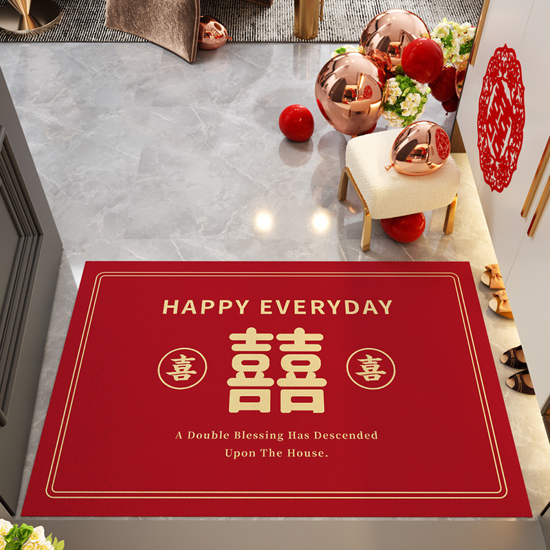 e0pb批发结婚喜庆入户门地垫红色新中式婚房进门地毯门垫婚礼装饰