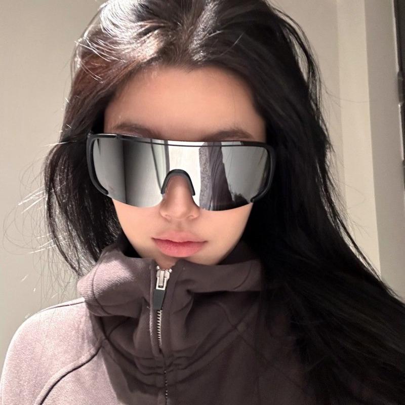 墨镜女登山骑行眼镜个性辣妹连体大框护目镜防风防晒太阳镜男大脸