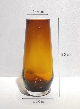现代简约创意装饰玻璃花瓶插花琥珀色家居餐厅桌面样板房设计摆件