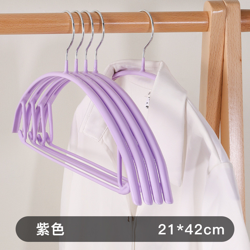 秋冬季新品银钩衣架抖音热销家用半圆弧形无痕浸塑成人晾衣架子