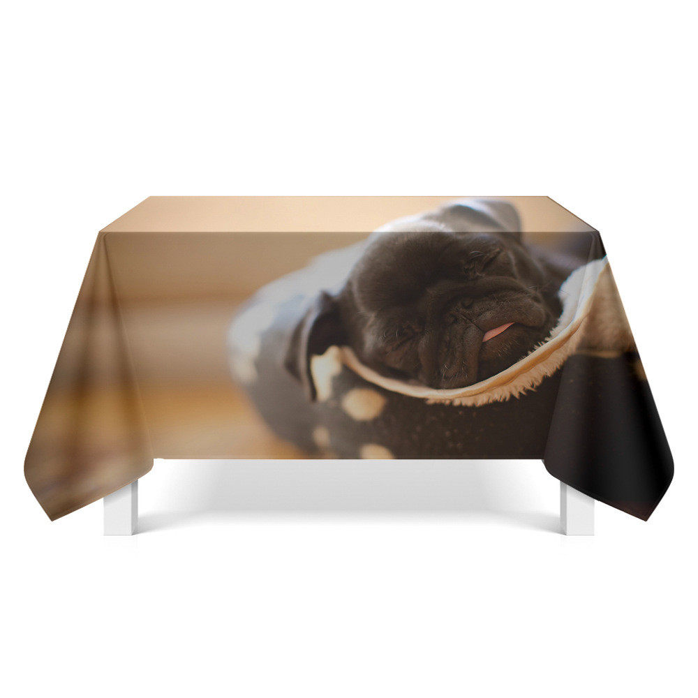 萌宠狗狗艺术桌布餐垫餐桌布电视柜茶几布圆桌家用支持来图定制