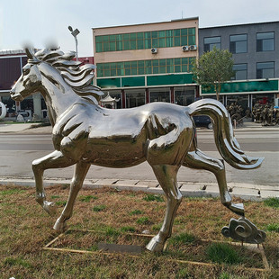 户外园林景观不锈钢马雕塑发光马公镂空金属园小区草坪马装饰摆件
