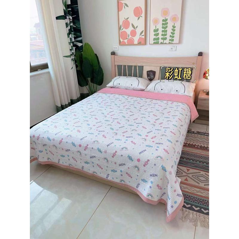 泡泡棉四季床盖家用200*230cm印花床单柔软可床盖双面透气铺毯子