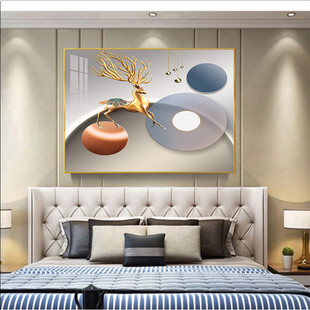 6s几何床头进门鞋柜玄关走廊过道横版挂画餐厅卧室客厅装饰画墙壁