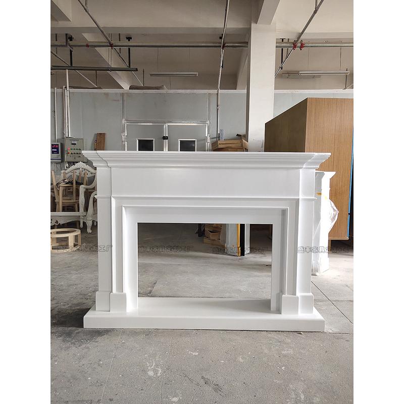 美式实木简约白色壁炉架装饰柜北欧客厅现代背景墙法式玄关置物架