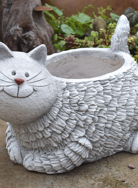 花园庭院猫摆设多肉植物创意可爱花盆植物盆栽大码阳台装饰花盆