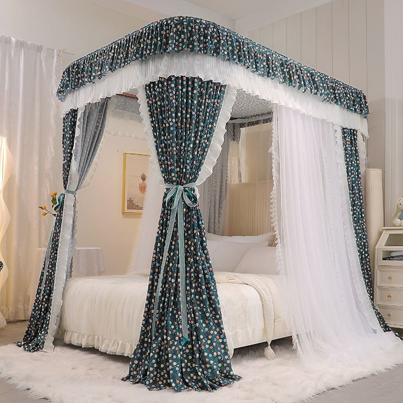 sw1c批发2022新款文防尘蚊帐床帘一体家用公主风u型导轨遮光帐床