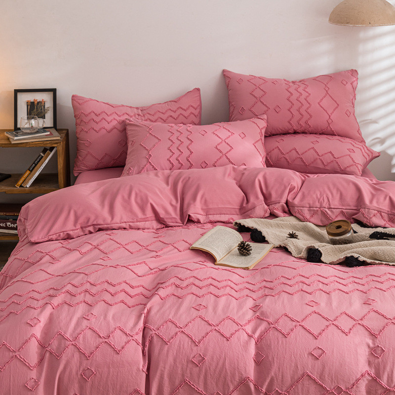 26x8ins风韩版床上用品四件套剪花水洗棉春秋床单被套宿舍三件套4