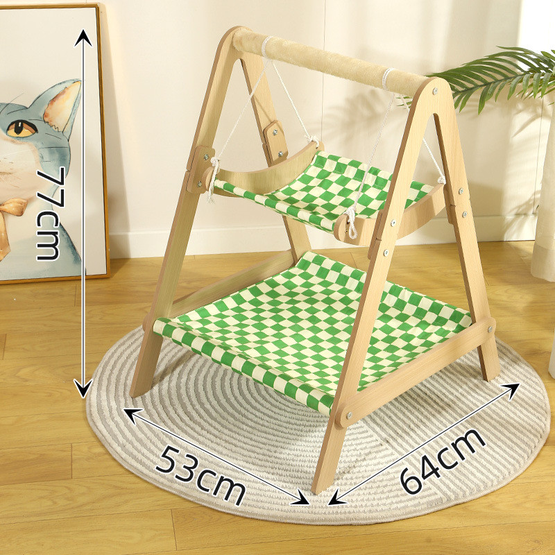 猫吊床豪华双层木质摇摇床小宠猫床挂式摇篮秋千猫窝宠物用品批发