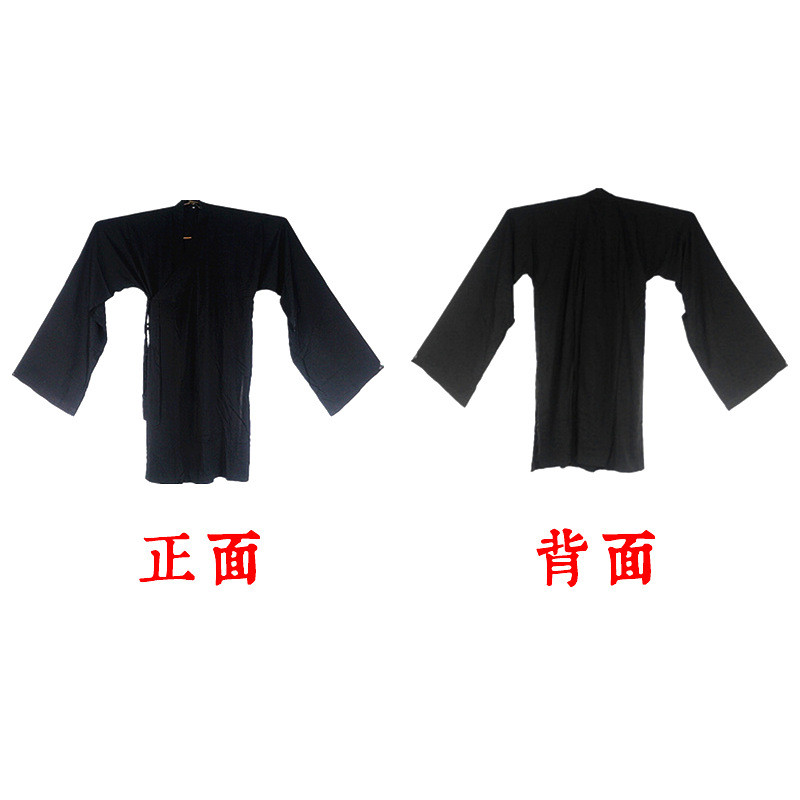 热销素面绵绸青衣服对领套装道传统三清领道袍道衣太极服春秋长褂
