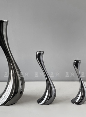 浪漫北欧装饰银色烛台蜡烛摆件现代餐桌家用家饰创意样板房工艺品