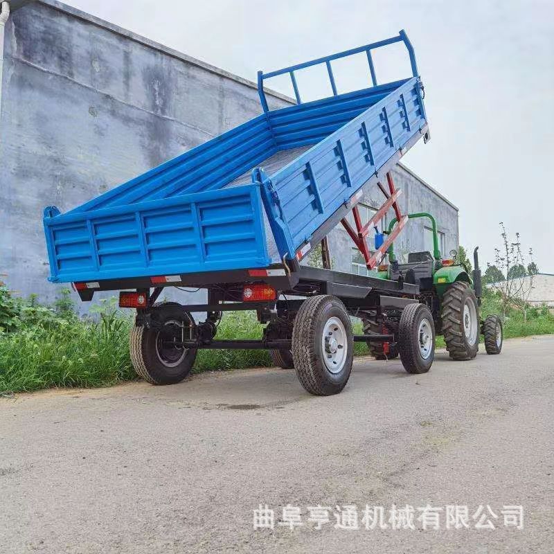 热销双轴四轮拖车农用拉粮牵引拖拉机车斗平板带马槽拖盘