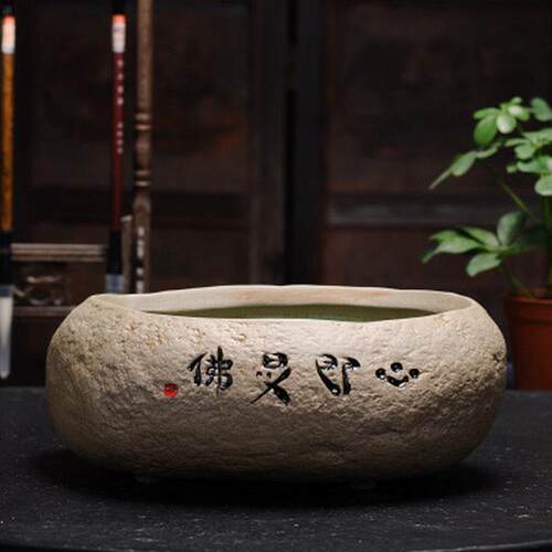 德化陶瓷花盆大号粗陶多功能茶洗水培植物手写盆栽多肉花盆批发