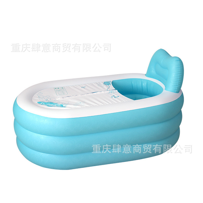 充气浴缸成人款家用泡澡桶全身洗澡桶4层pvc免安装大人可折叠浴桶