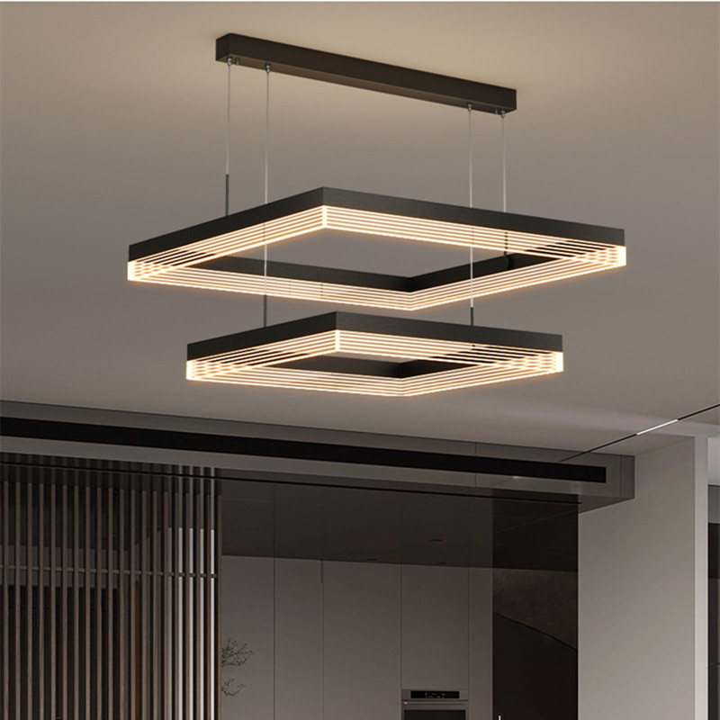 新款客厅灯方形吊灯现代简约卧室灯2021网红北欧简约LED线条灯具