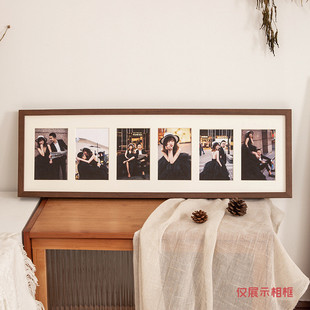实木婚纱写真宫格连框6竖情侣纪念diy相框摆台两用洗照片做成相框