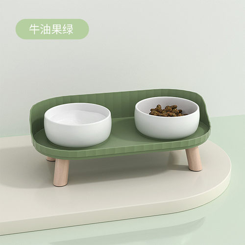 双层大容量创意个性猫盆猫咪投食加厚陶瓷猫碗防飞溅双碗宠物食具