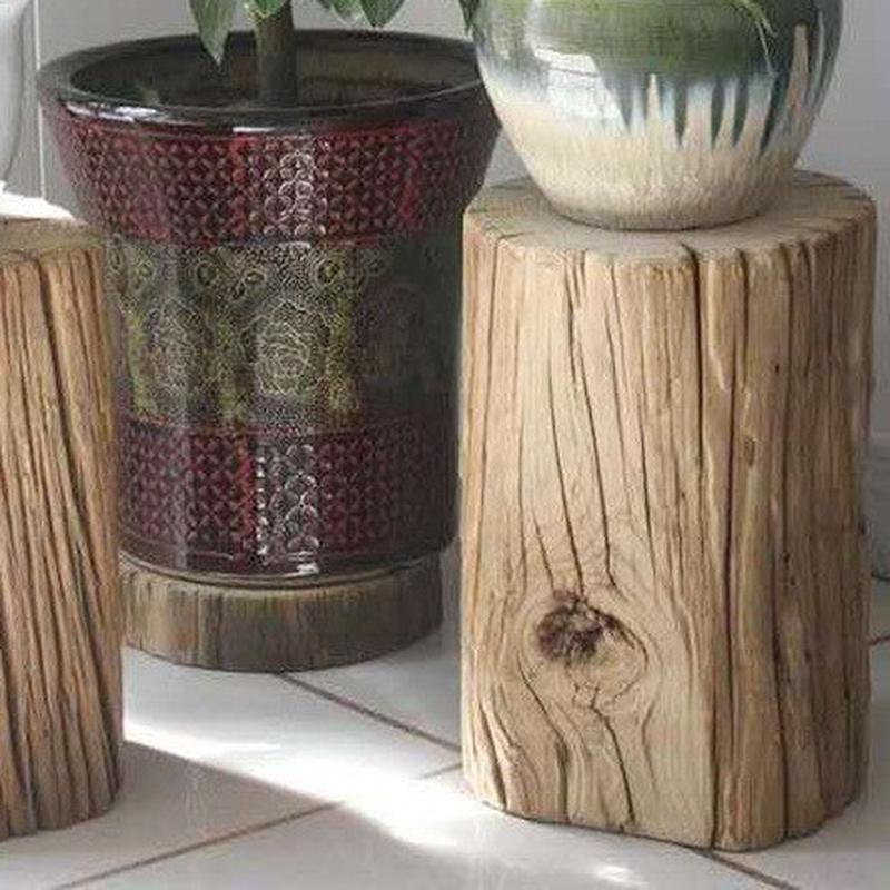 老榆木木墩风化原打金木墩根雕凳子茶台底座实木树墩树桩边几新款