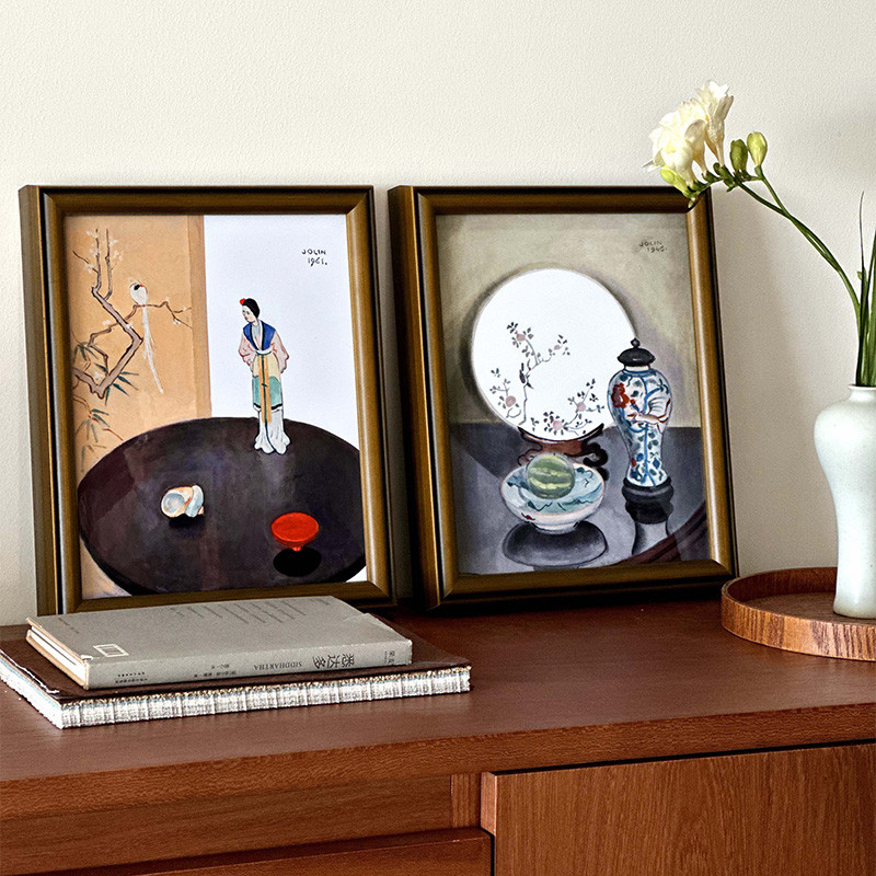 【瓷片画】新中式复古北欧陶瓷画客厅餐边柜样板间装饰画软装摆件图片