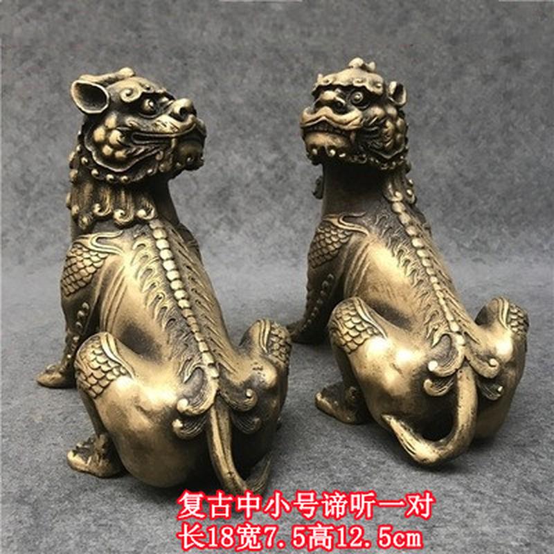 纯黄铜地藏王摆件谛听坐骑独角神兽铜貔貅地听客厅摆件家居装饰品