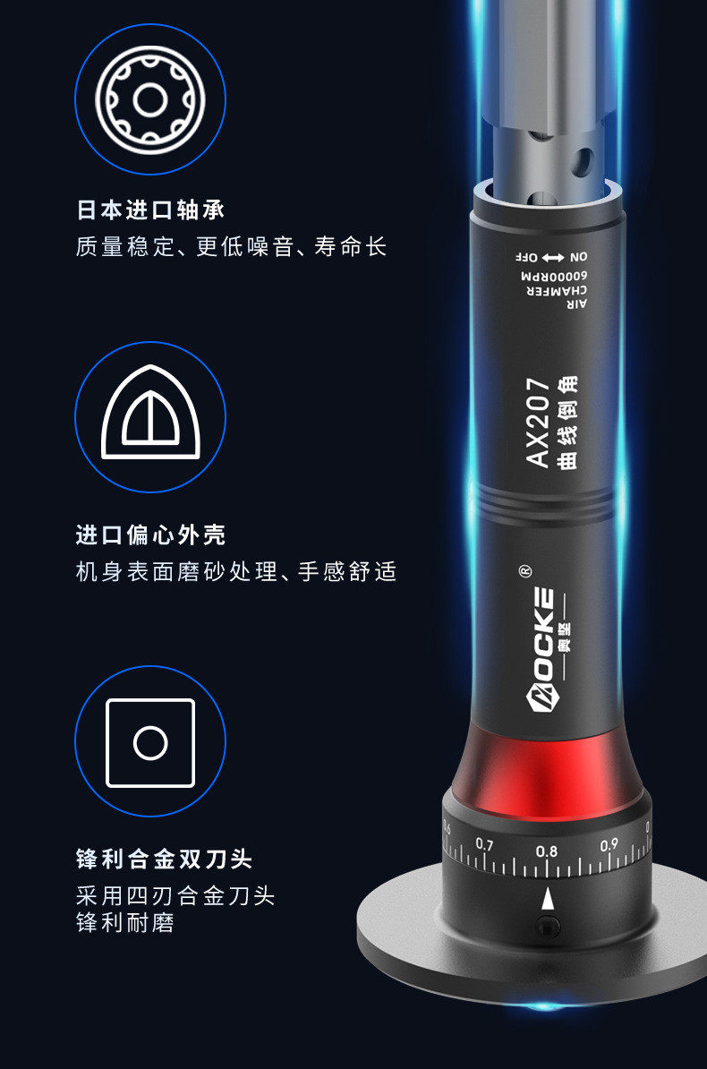 Кромкорезы и фаскосниматели 迷你气动倒角机手持式45度小型金属圆弧直角修边去毛刺神器ax207s