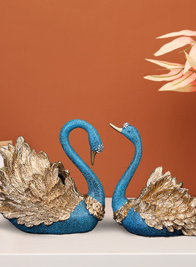 欧式情侣天鹅摆件客厅酒柜创意家居装饰摆设现代简约结婚礼物