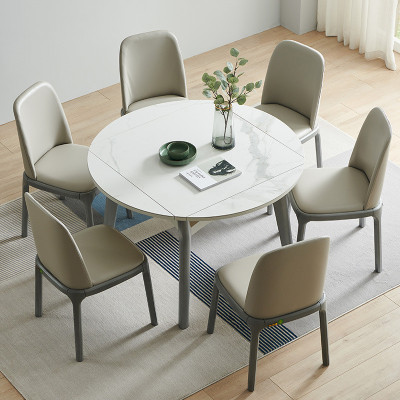 od59岩板方桌变圆桌餐桌家用小户型正方形可折叠方圆现代简约两用