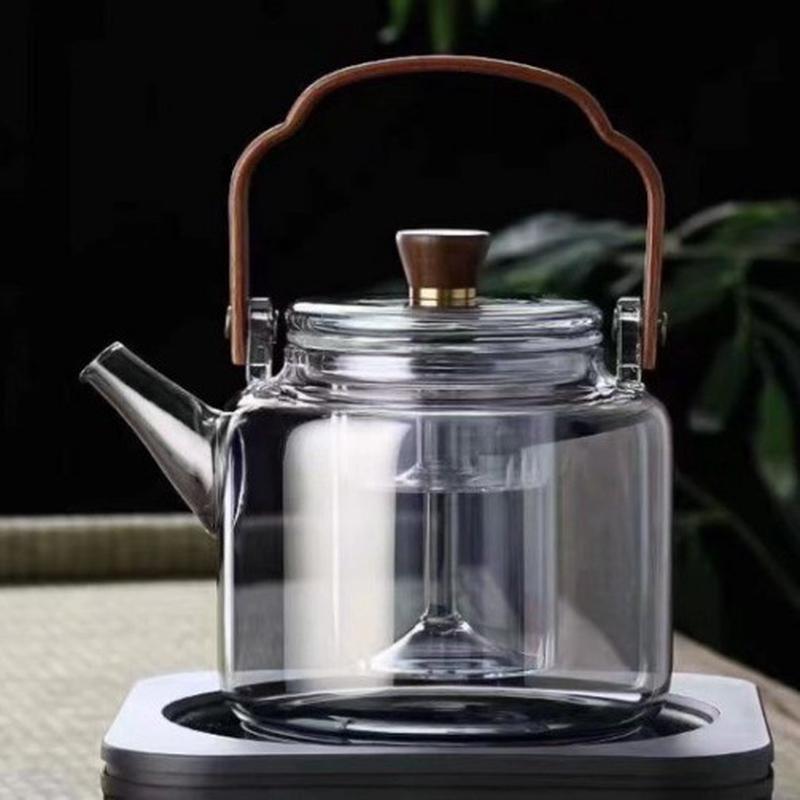 煮茶壶电陶炉泡煮茶器家用一体玻璃煮茶壶灰色加厚提梁烧水茶壶