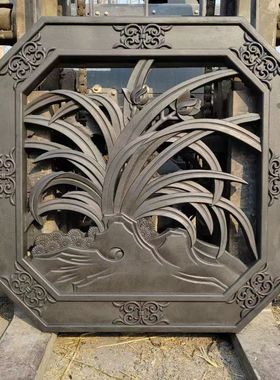 古建仿扇形砖雕浮雕镂空梅兰竹菊浮雕装饰新中式庭院围墙墙面挂件