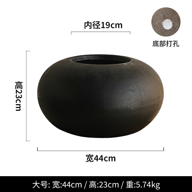 简约创意椭圆形镁泥花盆客厅阳台插花装饰绿植盆栽室内花器摆设