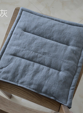 4ivo批发薄款简约纯色透气咖灰色色黑色棉麻亚麻办公室坐垫餐椅垫