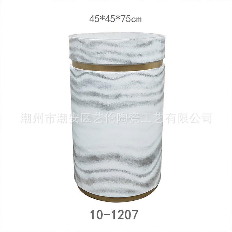 大理石纹简约现代玻璃钢摆件花器落地花瓶客厅酒店装饰品商场花盆