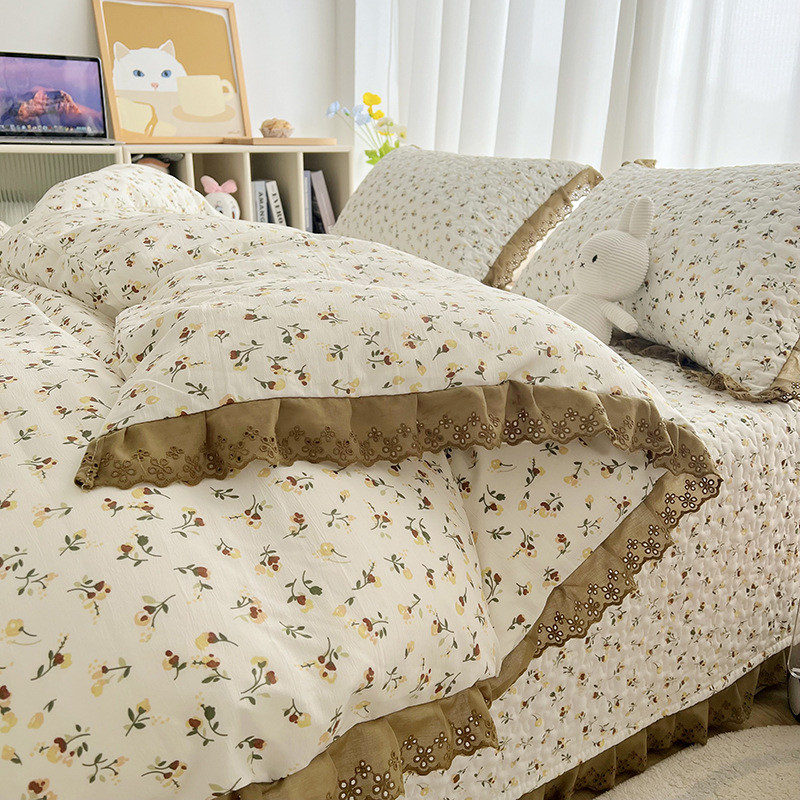 9v7t法式床盖单件2023机榻榻米炕盖加厚夹棉床单三件套可春夏洗四