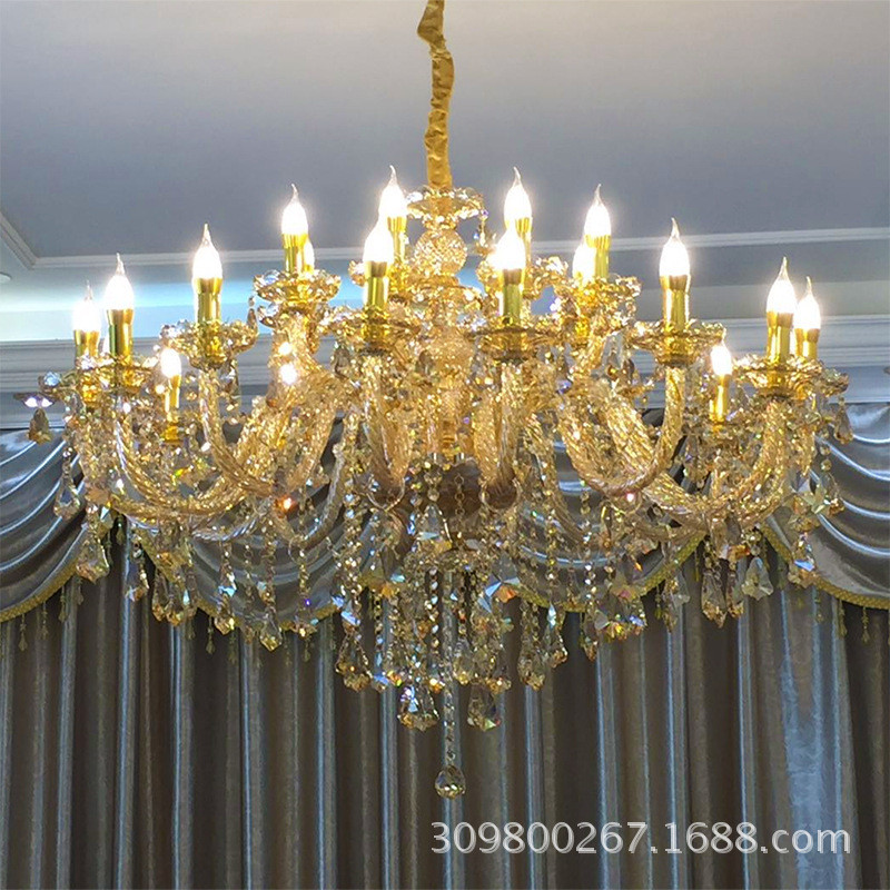 欧式客厅吊灯水晶吊灯大复式楼别墅蜡烛灯楼中楼奢华酒店大堂吊灯