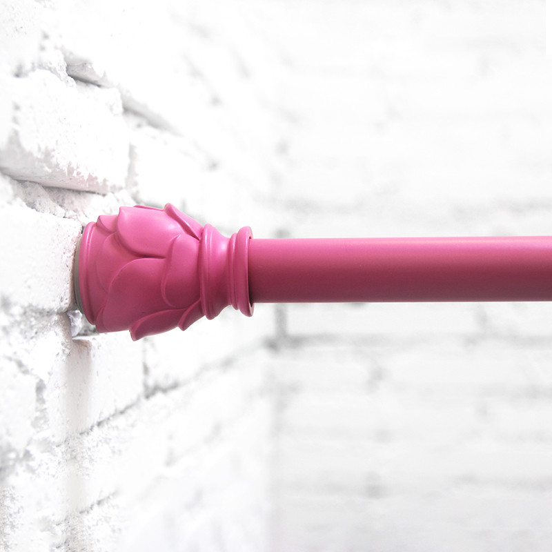 6b76玫红粉窗帘伸缩杆浴帘杆阳台色杆直撑杆全弹簧免打孔玫瑰