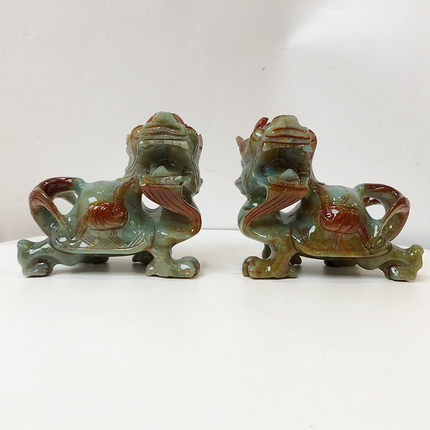 钰程本命年玉器15cm岫玉龙吉祥摆件转头长寿龟家居办公财位龟