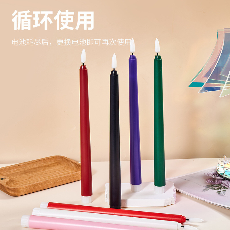 led仿真蜡烛灯杆蜡电蜡烛派对万圣节电子蜡烛氛围灯摆件蜡烛灯
