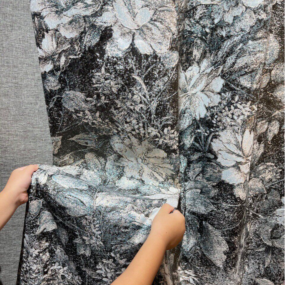 色织提花外贸遮光成品窗帘新款美式复古田园中式桌布风格靠包面料